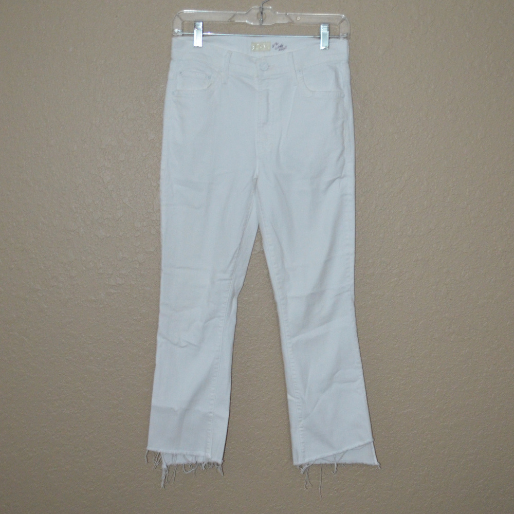 28 Mother White Stay Alive Insider Crop Fray Jeans